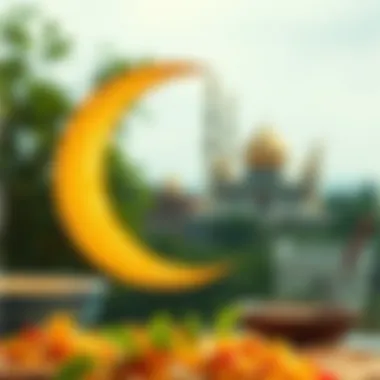 The crescent moon symbolizing the beginning of Ramadan