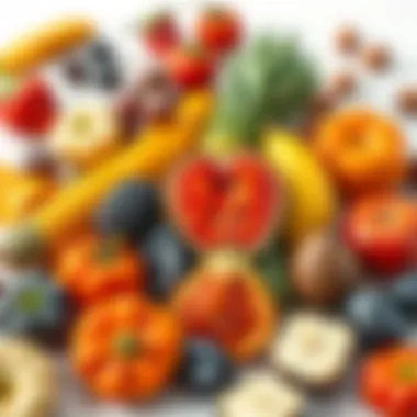 An illustration depicting various fruits and vegetables that are high in vitamin A