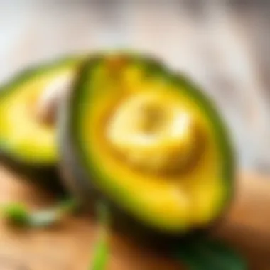 The Creamy Interior of a Sliced Avocado Sliced avocado revealing its creamy inside
