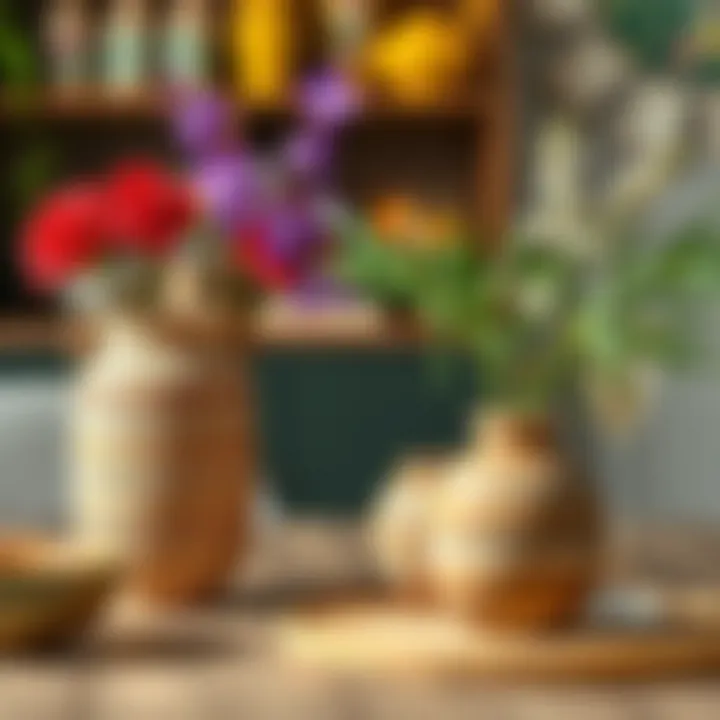 Creative decoration using bamboo vases