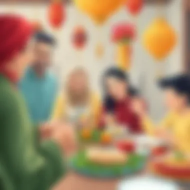 Gathering of family members in joy