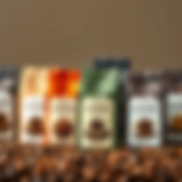 A selection of coffee bags showcasing different roasts