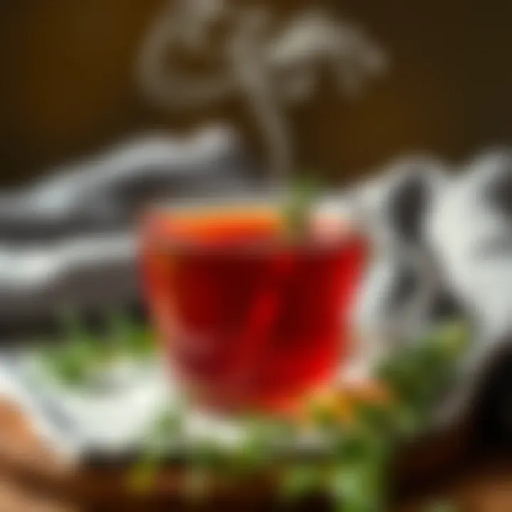 A steaming cup of rosemary tea