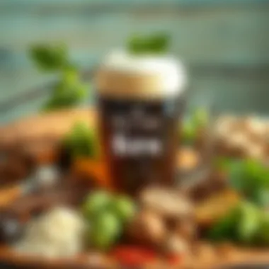 A collection of brewing ingredients showcasing malts, hops, and yeast.