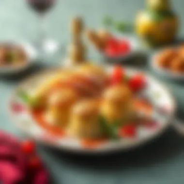 An elegant serving of börek with cultural decorations