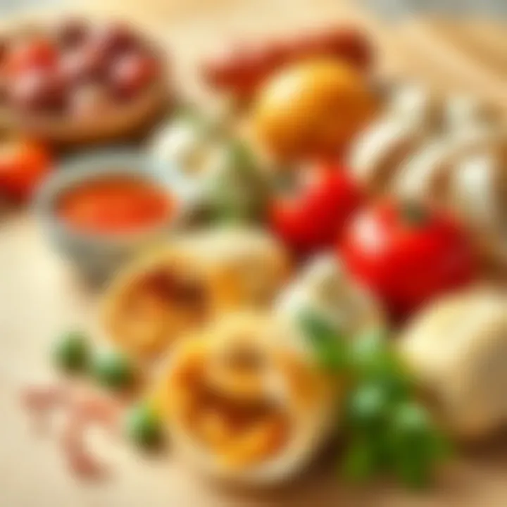 Ingredients for making börek arranged artfully