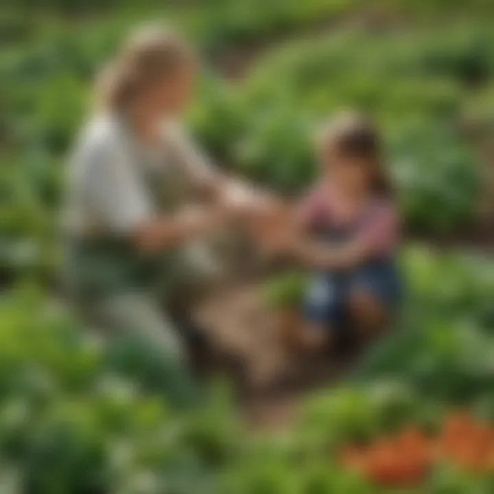 Gardener nurturing young vegetable plants.