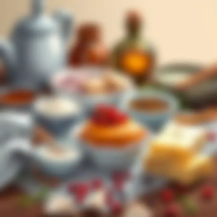 A traditional setting with ingredients laid out for making the kadayıf dessert, emphasizing authenticity.