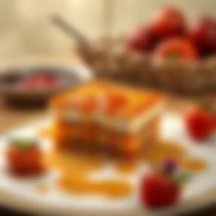 An elegant serving of Cahide Sultan Kadayif Tatlısı drizzled with syrup, highlighting its rich flavor.