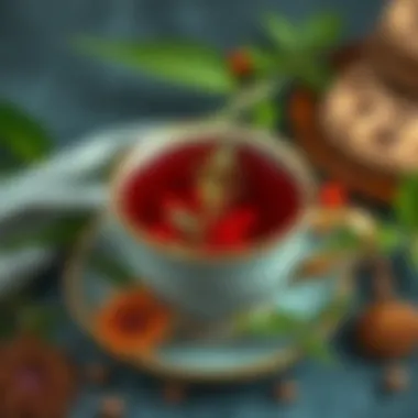 Calming herbal infusion in a teacup
