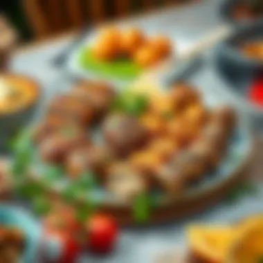 Varieties of çiğ köfte displayed on a decorative platter