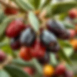 Fresh olives on a branch showcasing their rich color and texture