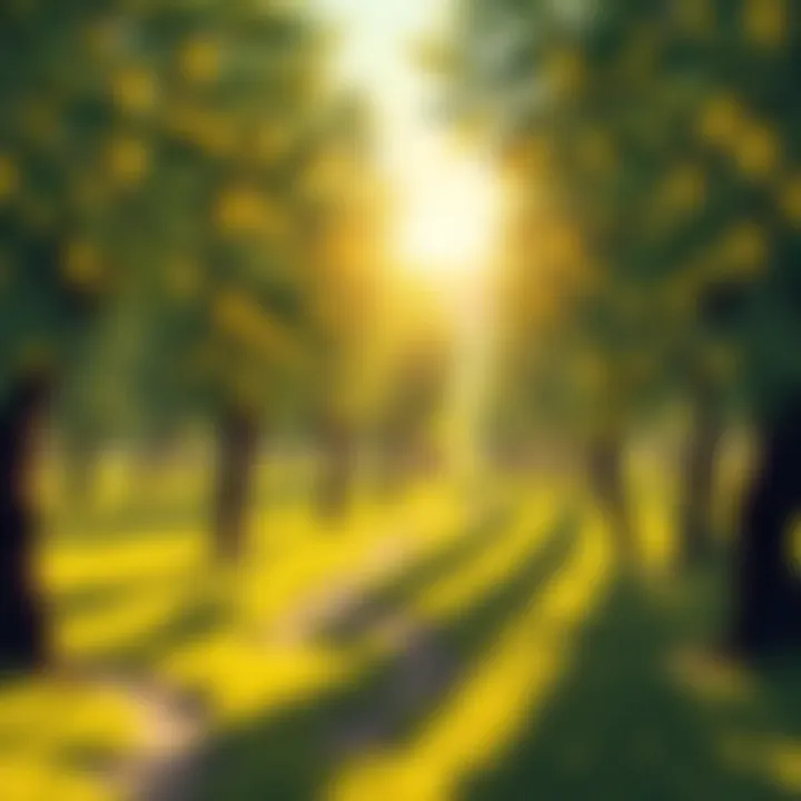 A serene olive grove under sunlight, symbolizing the natural origins of olive oil