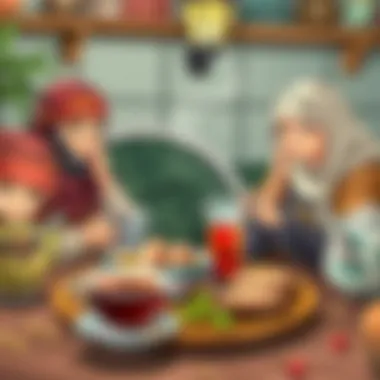 An artistic representation of diverse cultures sharing tea