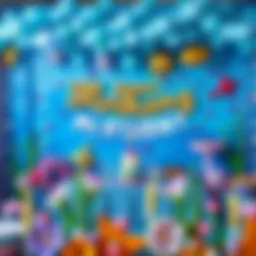 Underwater themed birthday party decoration with mermaid accents