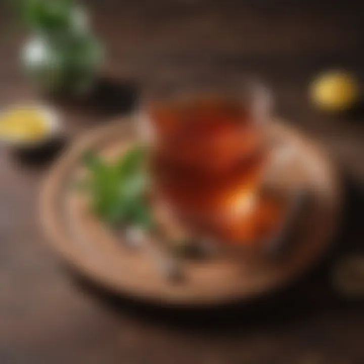 An elegant cup of diox tea placed on a wooden table