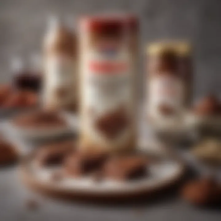 A rich display of Dr. Oetker cocoa products arranged elegantly.