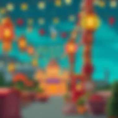 Decorations and lights symbolizing the festive atmosphere of Eid