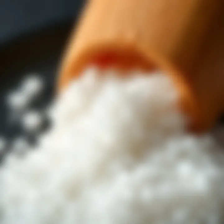 Close-up of English salt granules highlighting its texture