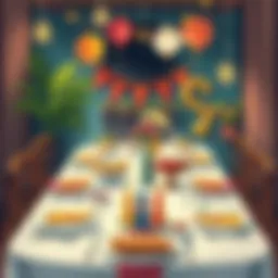 A beautifully arranged birthday table with colorful decorations