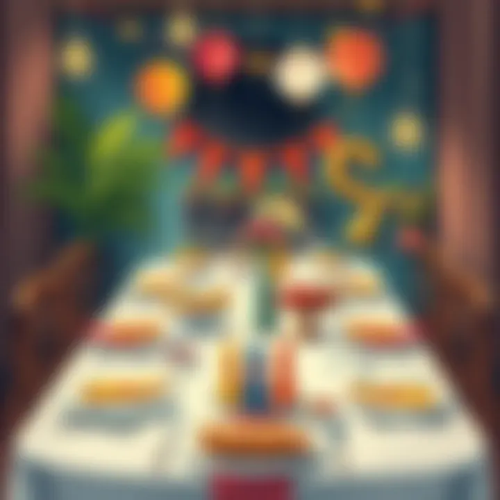 A beautifully arranged birthday table with colorful decorations