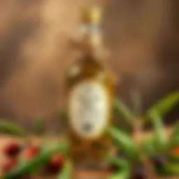 Rich and vibrant olive oil in a decorative bottle