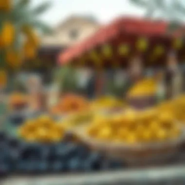 Olives displayed in a traditional market setting