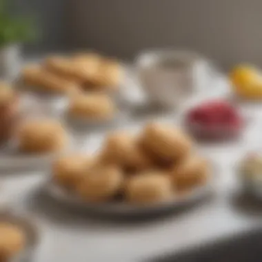 A beautifully styled kitchen scene with homemade biscuits on a countertop