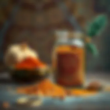 Homemade garam masala blend in a decorative jar