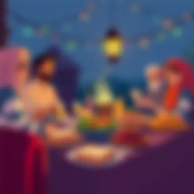 Family gathering around iftar