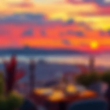 A vibrant sunset view from a terrace restaurant