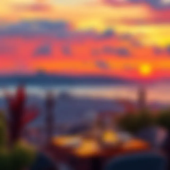 A vibrant sunset view from a terrace restaurant