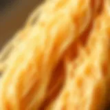 A close-up of kadayif strands showcasing their texture