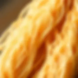 A close-up of kadayif strands showcasing their texture