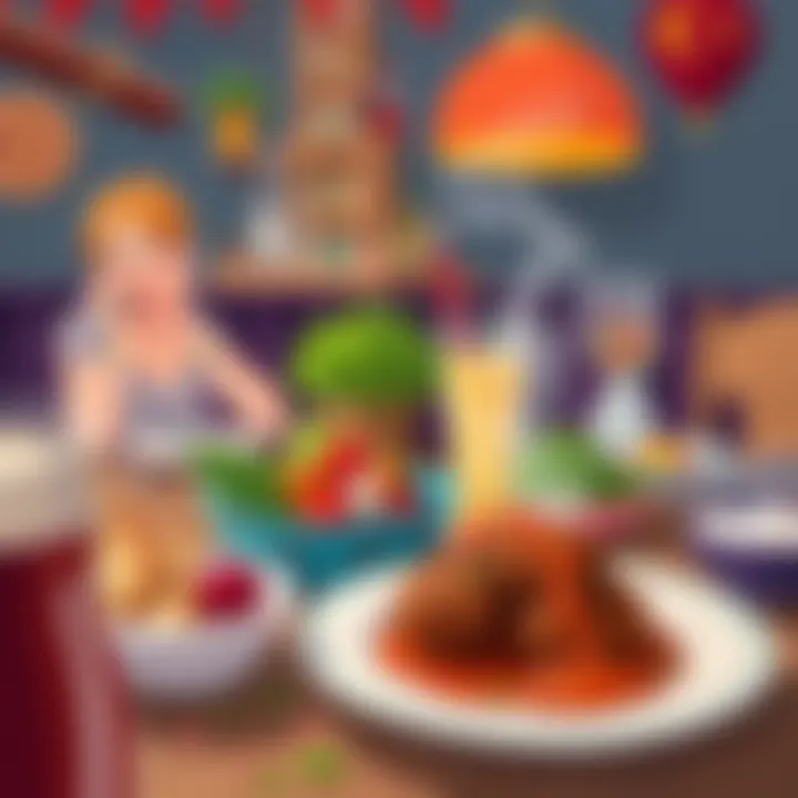 A vibrant dining setting featuring Kadinbudu Kofte