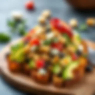 A delicious avocado toast topped with diverse toppings