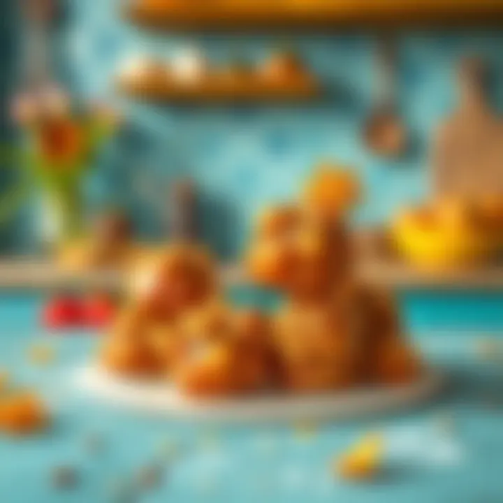 An artistic representation of chestnut candy in a vibrant kitchen setting