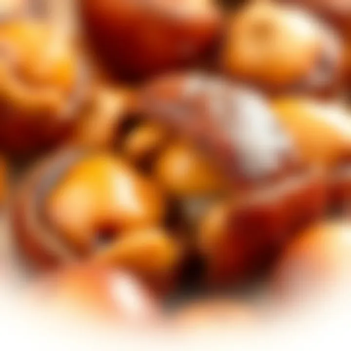 A close-up of roasted chestnuts showcasing their natural texture