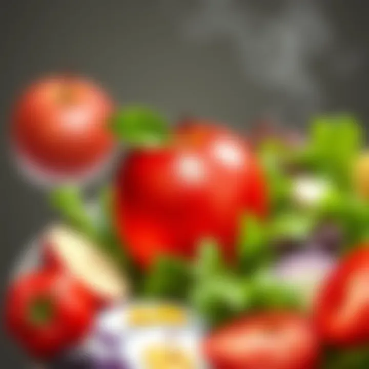 Red apple incorporated into a gourmet salad