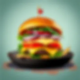 A gourmet burger with fresh ingredients and a unique presentation