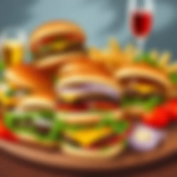 A beautifully arranged platter of various burger types