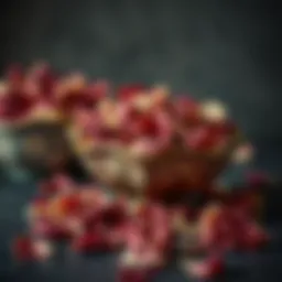 Dried rose petals displayed in an elegant bowl