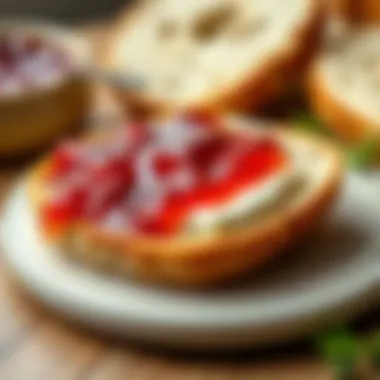 Close-up of a luxurious spread of milk jam on bread