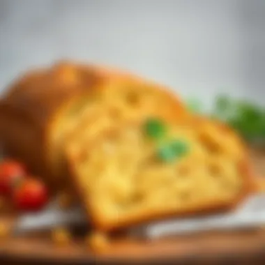 Freshly baked chickpea bread slices with a rustic look