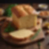 Freshly baked chickpea bread on a wooden table