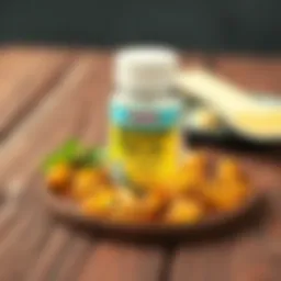 Ocean fish oil capsules on a wooden table