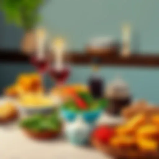 A serene table set for sahur with various healthy foods.