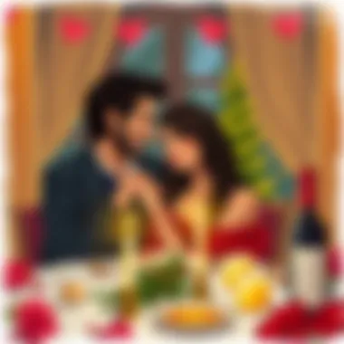 A couple sharing a tender moment with candles