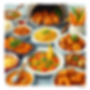 An array of traditional dishes prepared using the Seyran oven, emphasizing variety