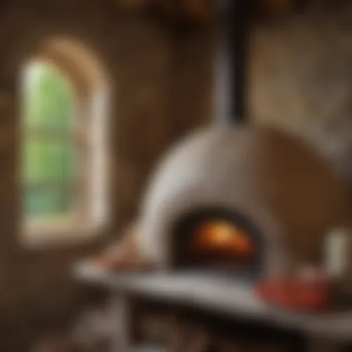 Traditional portable stone oven in a rustic setting